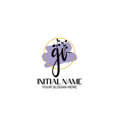 Initial letter GV beauty handwriting logo vector