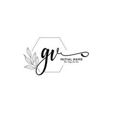 Initial letter GV beauty handwriting logo vector