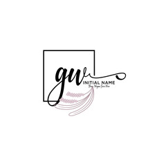 Initial letter GW beauty handwriting logo vector