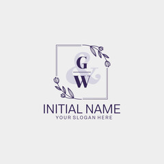 Initial letter GW beauty handwriting logo vector