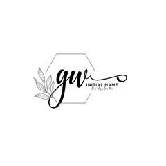 Initial letter GW beauty handwriting logo vector