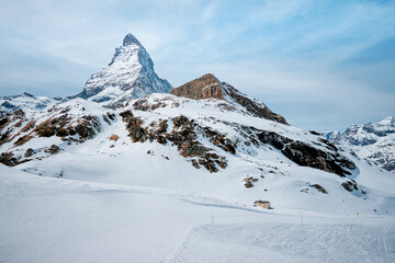 A Landscape of Matterhorn from Schwarzsee cable car station, Zermatt