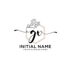Initial letter GX beauty handwriting logo vector