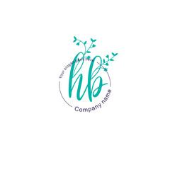 Initial letter HB beauty handwriting logo vector