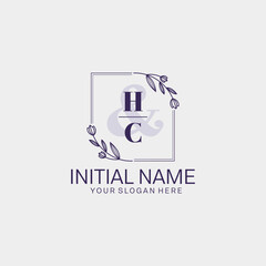 Initial letter HC beauty handwriting logo vector
