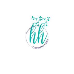 Initial letter HH beauty handwriting logo vector