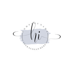 HI Initial handwriting logo vector. Hand lettering for designs.