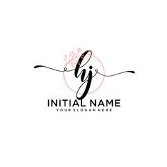 Initial letter HJ beauty handwriting logo vector