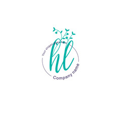 Initial letter HL beauty handwriting logo vector