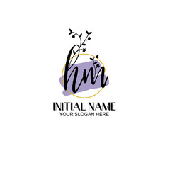 Initial letter HM beauty handwriting logo vector