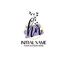 Initial letter HN beauty handwriting logo vector