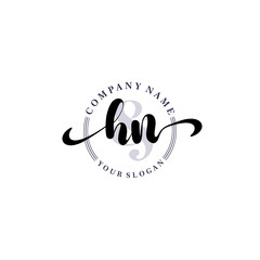 HN Initial handwriting logo vector. Hand lettering for designs.