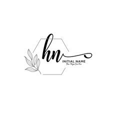 Initial letter HN beauty handwriting logo vector