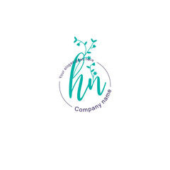 Initial letter HN beauty handwriting logo vector