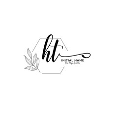 Initial letter HT beauty handwriting logo vector