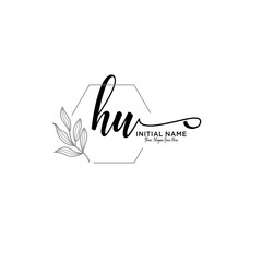 Initial letter HU beauty handwriting logo vector