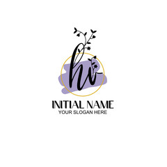 Initial letter HV beauty handwriting logo vector