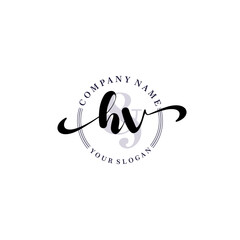 HV Initial handwriting logo vector. Hand lettering for designs.