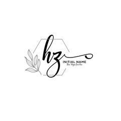 Initial letter HZ beauty handwriting logo vector