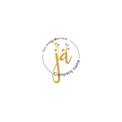 Initial letter JA beauty handwriting logo vector