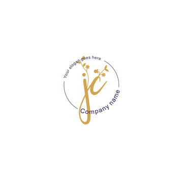 Initial letter JC beauty handwriting logo vector