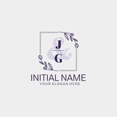 Initial letter JG beauty handwriting logo vector
