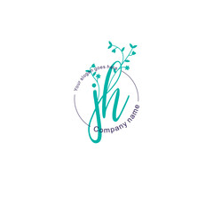 Initial letter JH beauty handwriting logo vector