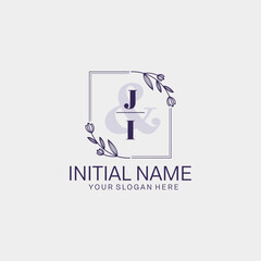 Initial letter JI beauty handwriting logo vector