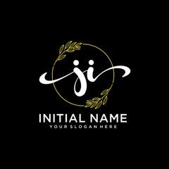 JI Initial handwriting logo vector. Hand lettering for designs.