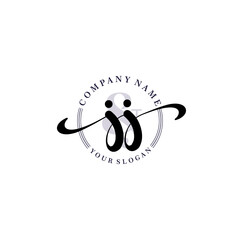 JJ Initial handwriting logo vector. Hand lettering for designs.