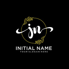 JN Initial handwriting logo vector. Hand lettering for designs.