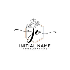 Initial letter JO beauty handwriting logo vector