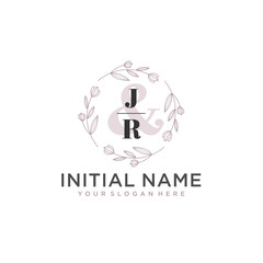 Initial letter JR beauty handwriting logo vector