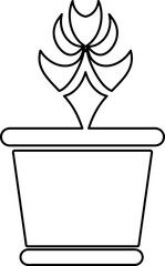 plant in pot and tree icon line art on white.eps