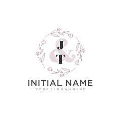 Initial letter JT beauty handwriting logo vector