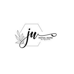 Initial letter JU beauty handwriting logo vector