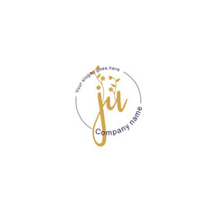 Initial letter JU beauty handwriting logo vector