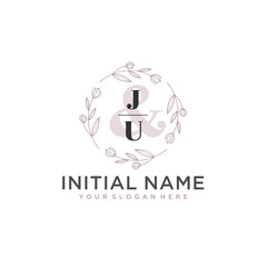 Initial letter JU beauty handwriting logo vector