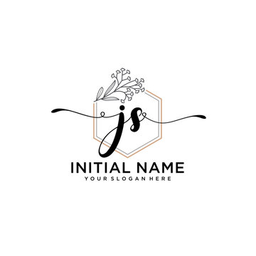 Initial letter JS beauty handwriting logo vector