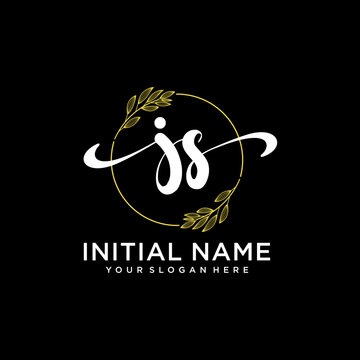 JS Initial handwriting logo vector. Hand lettering for designs.