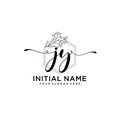 Initial letter JY beauty handwriting logo vector