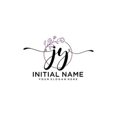 Initial letter JY beauty handwriting logo vector