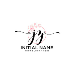 Initial letter JZ beauty handwriting logo vector