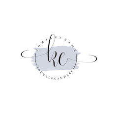 Initial letter KE beauty handwriting logo vector
