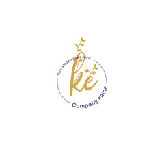 Initial letter KE beauty handwriting logo vector