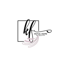 Initial letter KF beauty handwriting logo vector