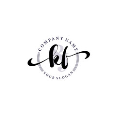 Initial letter KF beauty handwriting logo vector