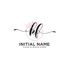 Initial letter KF beauty handwriting logo vector