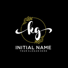 Initial letter KG beauty handwriting logo vector