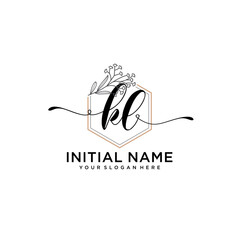 Initial letter KL beauty handwriting logo vector